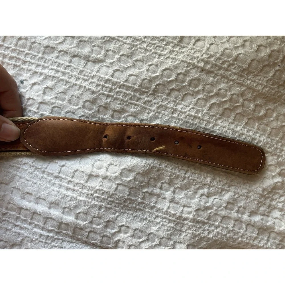 Zep Pro Leather Brass Buckle Embroidered Fish  Belt -44